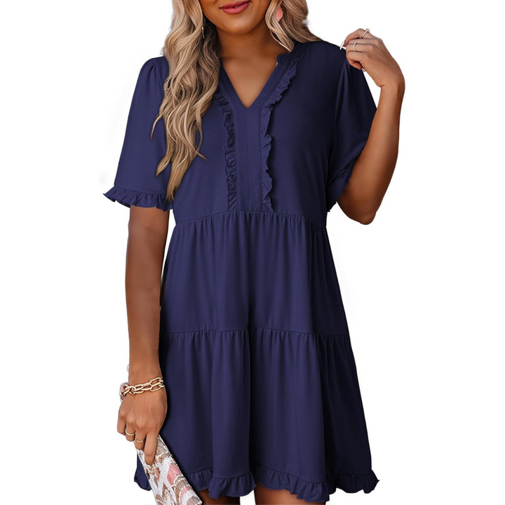 SHEILA™ - Casual V-Neck Mini Dress