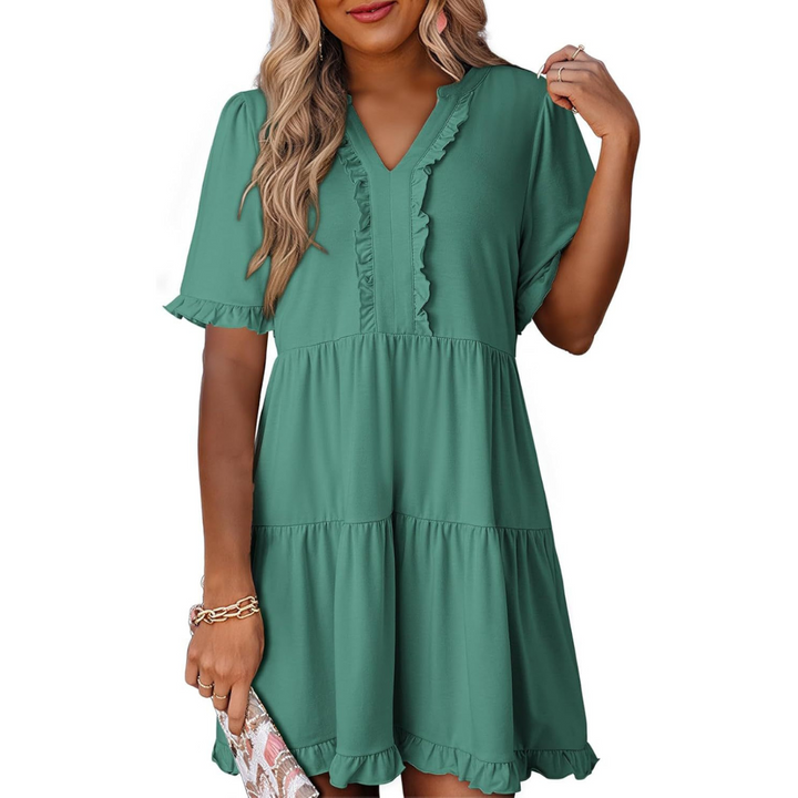 SHEILA™ - Casual V-Neck Mini Dress